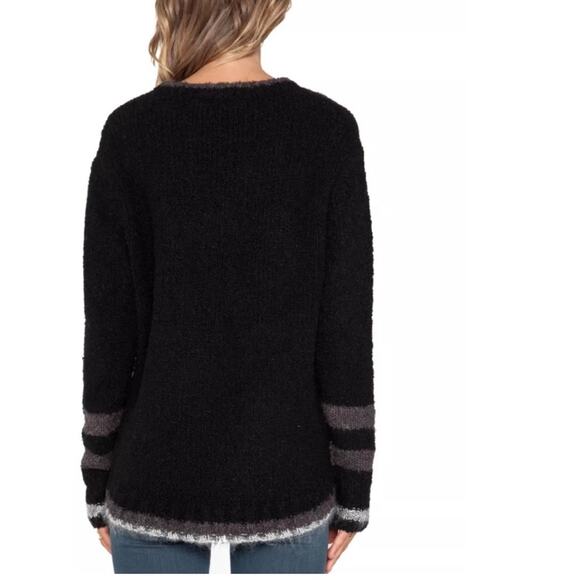 🍒Velvet Jubilee Chevron Knit‎ Sweater Wool Blend Black Nordic Pattern Ski Small - Picture 3 of 11